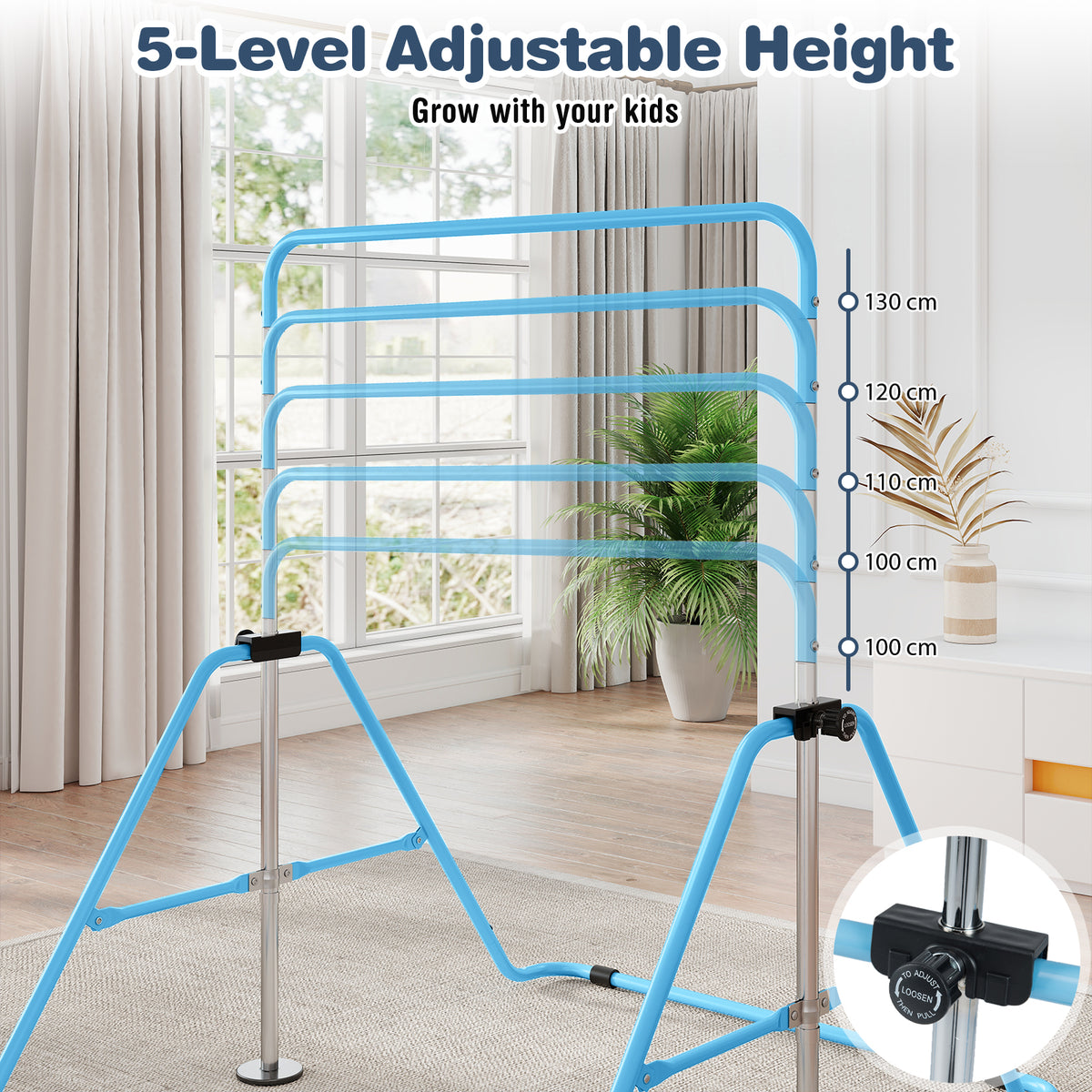 Folding Gymnastics Bar in Blue