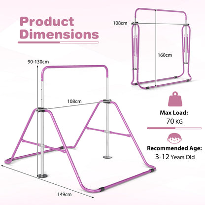 The training equipment showing various measurements and technical specifications on a white background