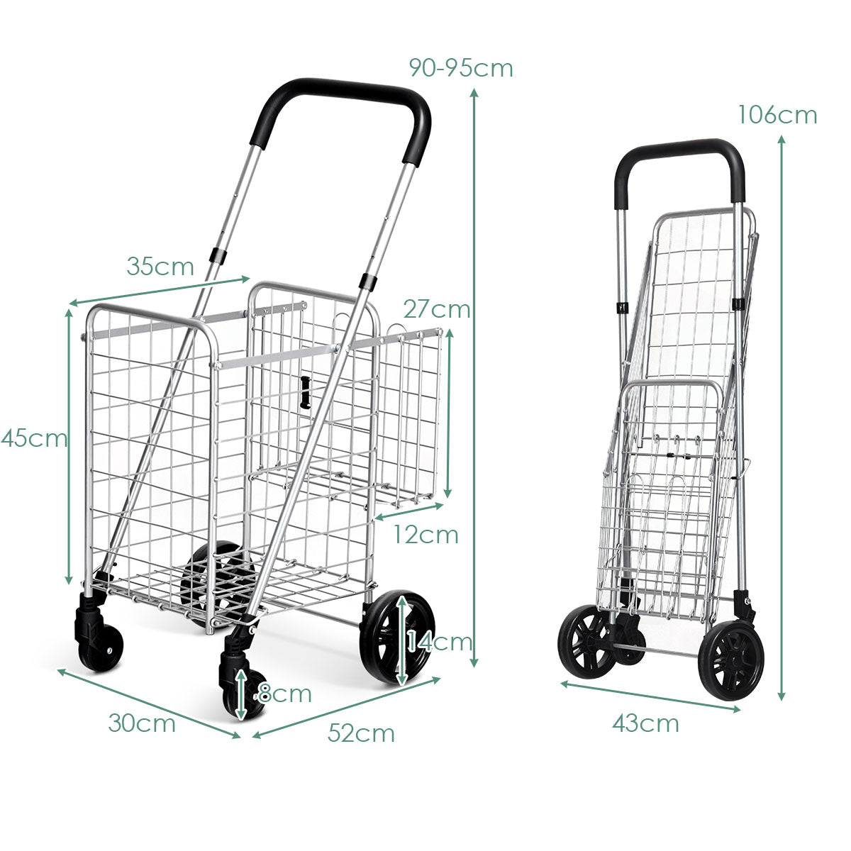 Dimensions of the shopping tote shown with measurements in cm