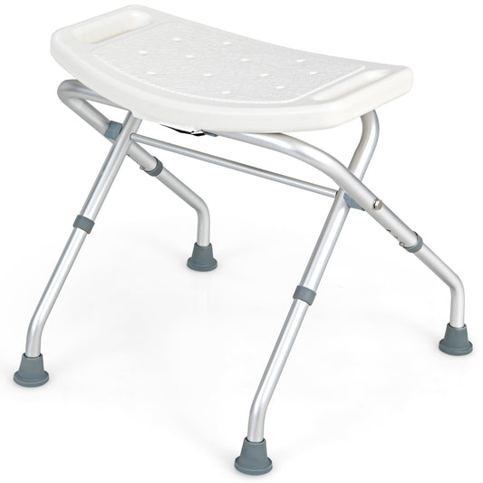 Folding Portable Shower Seat with adjustable height in white