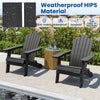 Folding Adirondack Chair with Wide Armrests and Inclined Backrest-Black