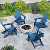 Folding Adirondack Chair with Wide Armrests and Inclined Backrest-Navy