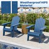 Folding Adirondack Chair with Wide Armrests and Inclined Backrest-Navy