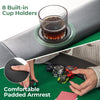 Folding Cardboard Game Table with 8 Cup Holders and Comfy Armrests-Green
