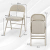 Set of 4 Folding Fabric Padded Chairs with Sponge Seat and Backrest-Beige
