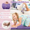 Folding Gymnastics Mat with Carry Handles Hook and Loop Fasteners-Pink & Purple