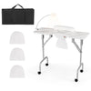 Portable Folding Manicure Nail Table with Electric Dust Collector-White
