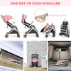 Folding Pushchair with Adjustable Backrest and Footrest-Pink