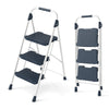 Folding Step Stool with Cushioned Handrail and Wide Anti-Slip Pedal-Blue