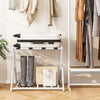 Folding Suitcase Stand with Storage Shelf for Guest Room Bedroom-White
