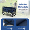 eavy Duty Camping Garden Cart with Adjustable Handle and Drink Holders-Navy