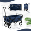 eavy Duty Camping Garden Cart with Adjustable Handle and Drink Holders-Navy