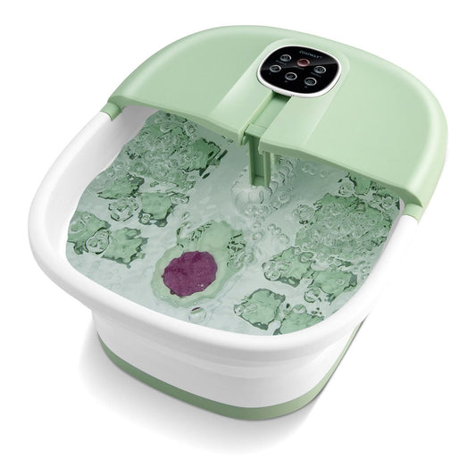 Foot Spa Bath Massager with heat bubbles and remote control in green