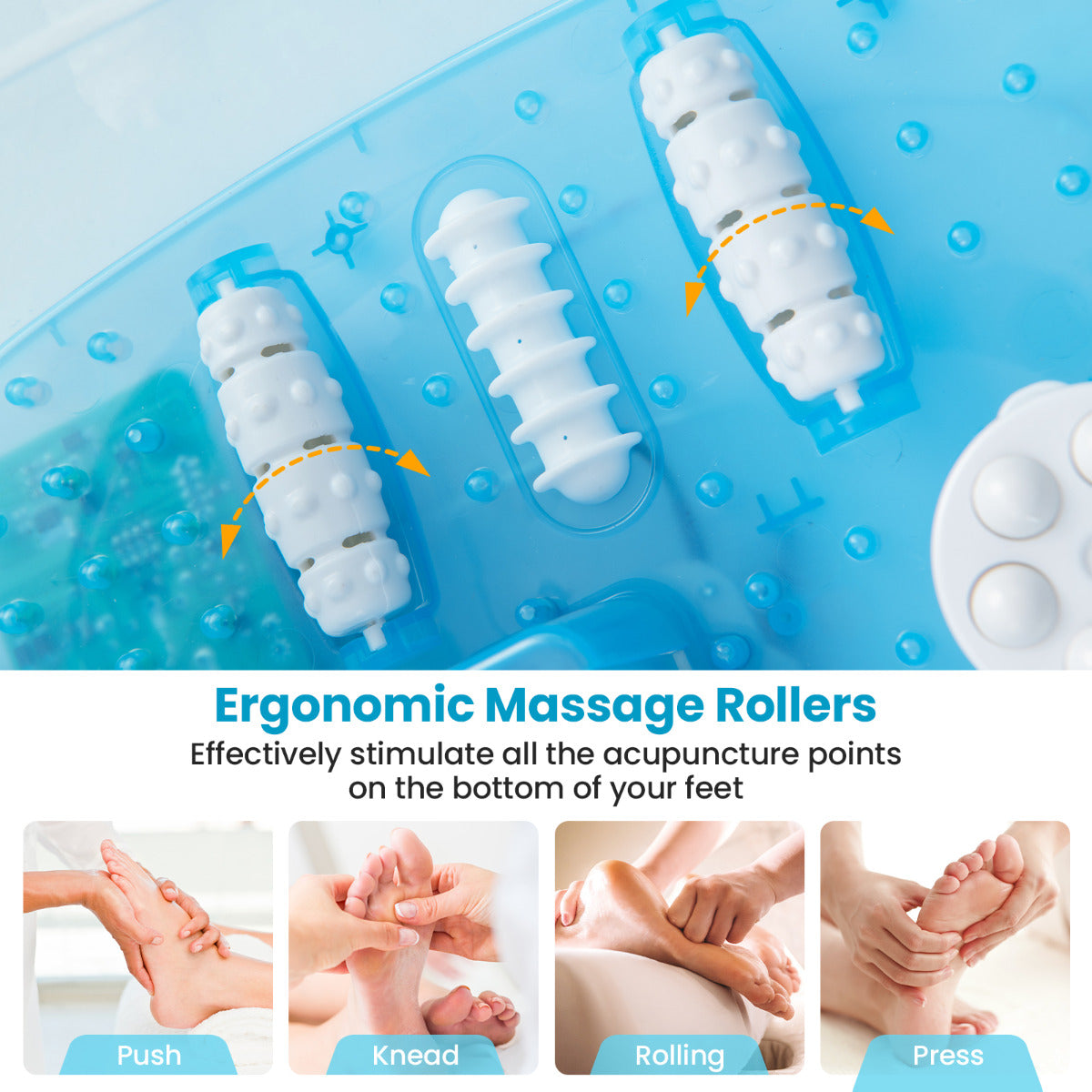 Foot Spa Massager with Removable Pedicure Stone-Blue