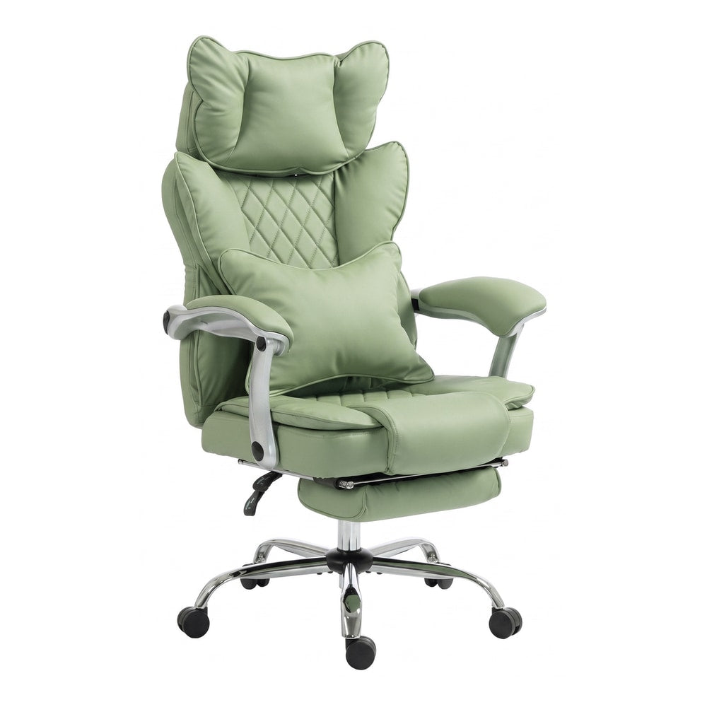 HOMCOM Executive Office Chair, PU Big and Tall Office Chair 180 kg with Wide Seat, Reclining, Lumbar Support, Light Green