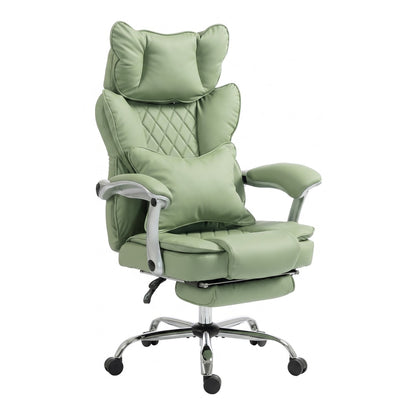 HOMCOM Executive Office Chair, PU Big and Tall Office Chair 180 kg with Wide Seat, Reclining, Lumbar Support, Light Green