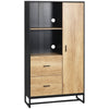 HOMCOM Kitchen Cupboard, Freestanding Microwave Stand with Adjustable Shelves, Drawers and Metal Base, 160cm