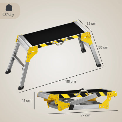 HOMCOM Work Bench, Foldable Aluminium Alloy Tool Stand with Handle, Non Slip, 150 kg, 110 x 32 x 50 cm