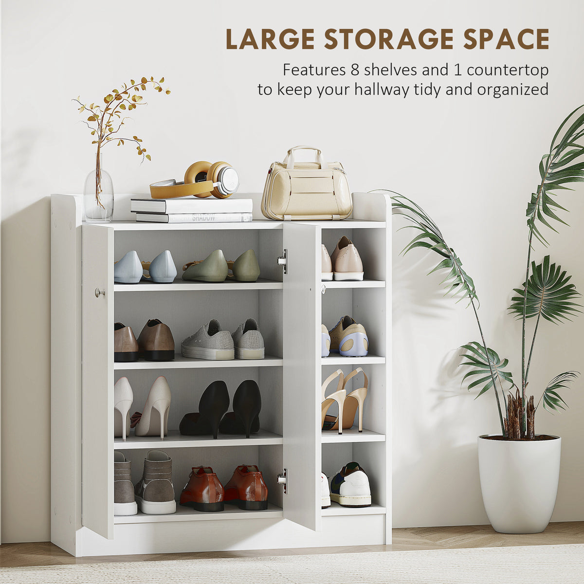 HOMCOM Shoe Storage Cabinet in White