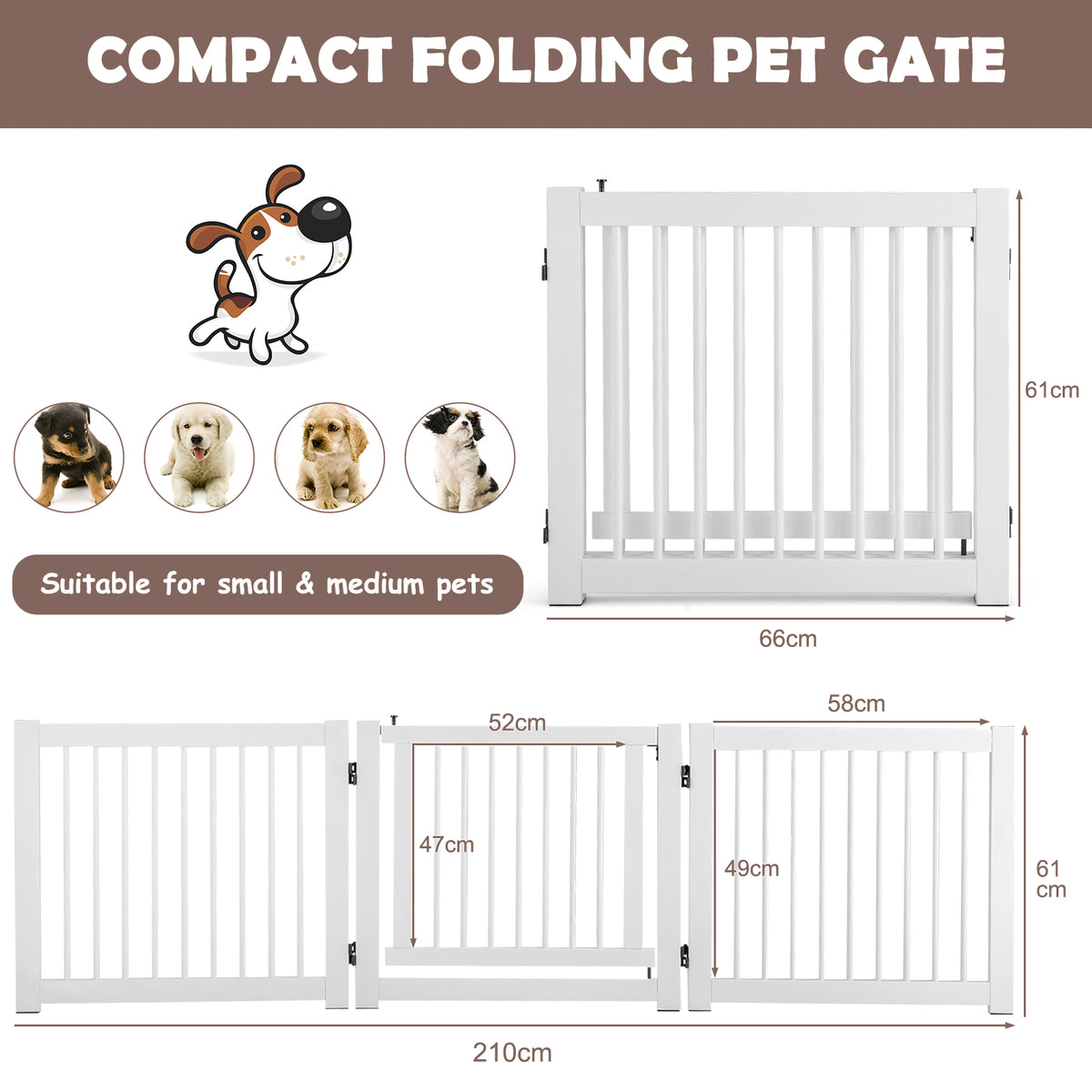 Diagram showing the dimensions of the pet gate