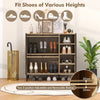 Freestanding Shoe Organizer with Flip Doors Adjustable Shelves-Oak