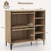 Freestanding Shoe Organizer with Flip Doors Adjustable Shelves-Oak