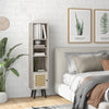 Freestanding Slim Cabinet with Rattan Door and Solid Wood Legs-Grey
