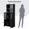 Freestanding Storage Cabinet with Tempered Glass Door and Open Shelves-Black