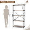 Freestanding Wooden 5-Tier Storage Bookshelf-Grey