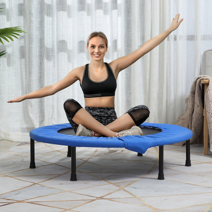 HOMCOM a96cm Mini Fitness Trampoline Home Gym Yoga Exercise Rebounder Indoor Outdoor Jumper with Safety Pad, Support Up to 100 KG, Blue and Black