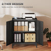 HOMCOM Lockable Metal Filing Cabinet, 2-Tier Storage Cupboard with Double Doors, Modern Office Organiser, Black