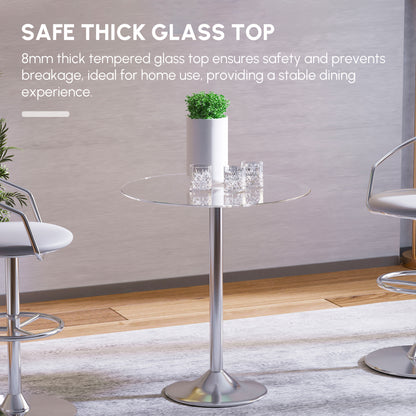 HOMCOM Round Dining Table in Silver