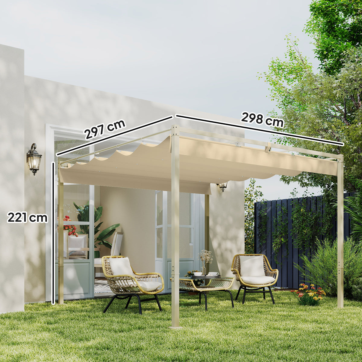 Outsunny Retractable Roof Metal Pergola