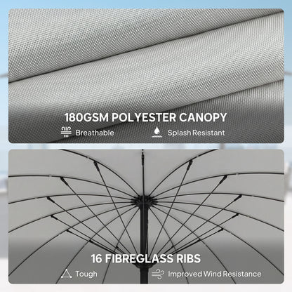 Outsunny 2 m Shanghai Garden Parasol Umbrella in Light Grey