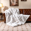 Fuzzy Plush Rabbit Fur Bubble Blanket for Bed Armchair Sofa-M