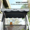 Outsunny 2 Seater Garden Swing Seat with Canopy, Wooden Swing Chair, Outdoor Hammock Bench for Balcony Patio Porch, Grey