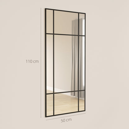 HOMCOM Decorative Grid Wall Mirror, with Back Hooks - Black