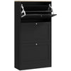 HOMCOM Modern Compact Three-Drawer Shoe Storage Cabinet - Black