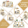 3-Tier Small Sofa Couch Side Table with Lockable Casters for Living Room-White