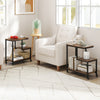 3-Tier Small Sofa Couch Side Table with Lockable Casters for Living Room-Brown