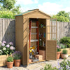 Outsunny Outdoor Wooden Storage Cabinet, Garden Tool Shed with Acrylic Windows for Patio, Light Brown