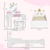ZONEKIZ Kids Bedroom Furniture Set with Kids Dressing Table with Mirror and Stool, Toddler Bed Frame for 3-6 Years, Unicorn Design
