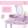 HOMCOM Kids Wooden Dressing Table and Stool Make Up Desk (Pink)