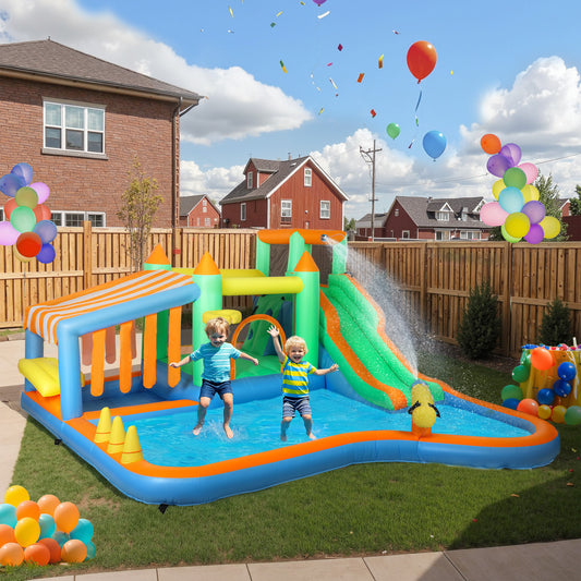 AIYAPLAY 8 in 1 Inflatable Bounce House in Multi Colour