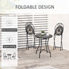 Outsunny 3 Pieces Garden Bistro Set with Coffee Table and 2 Folding Single Chairs, Mosaic Garden Table Top and Seats, Metal Frame, for Patio Balcony, Black