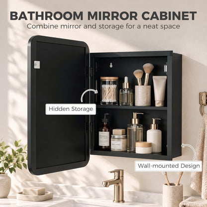 HOMCOM Bathroom Medicine Mirror Cabinet in Black