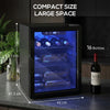 HOMCOM 16 Bottle Wine Cooler, 48 Litre Capacity, 4-16Â°C Under Counter Drinks Beer Wine Fridge with Glass Door, LED Light, Black