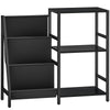 HOMCOM 3-Tier Record Player Stand, End Table for Living Room, Bedroom - Black Wood Effect