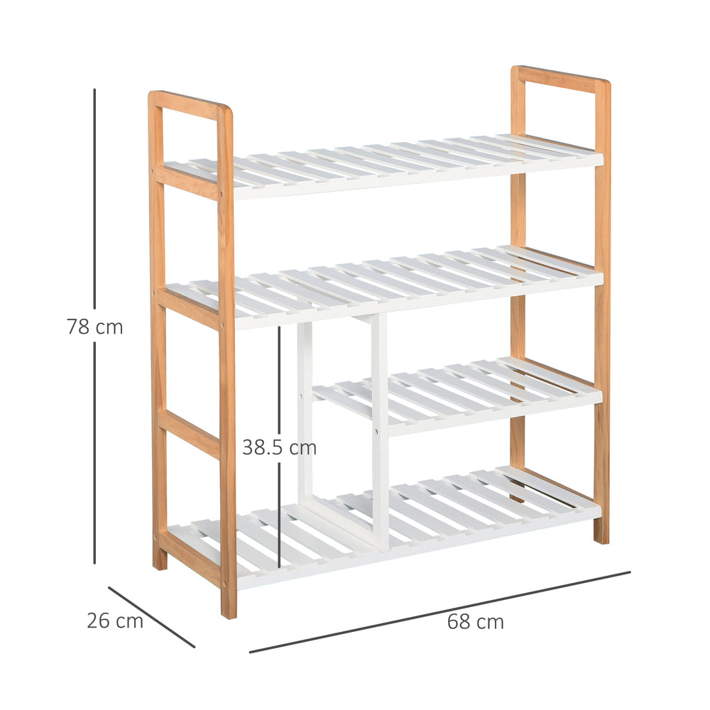 HOMCOM 4 Tier Shoe Racks in Natural Wood Colour