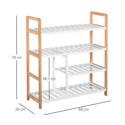 HOMCOM 4 Tier Shoe Racks in Natural Wood Colour